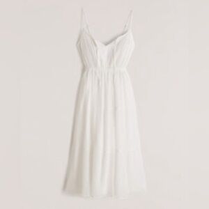 Abercrombie & Fitch White Cotton Easy Waist Midaxi Dress